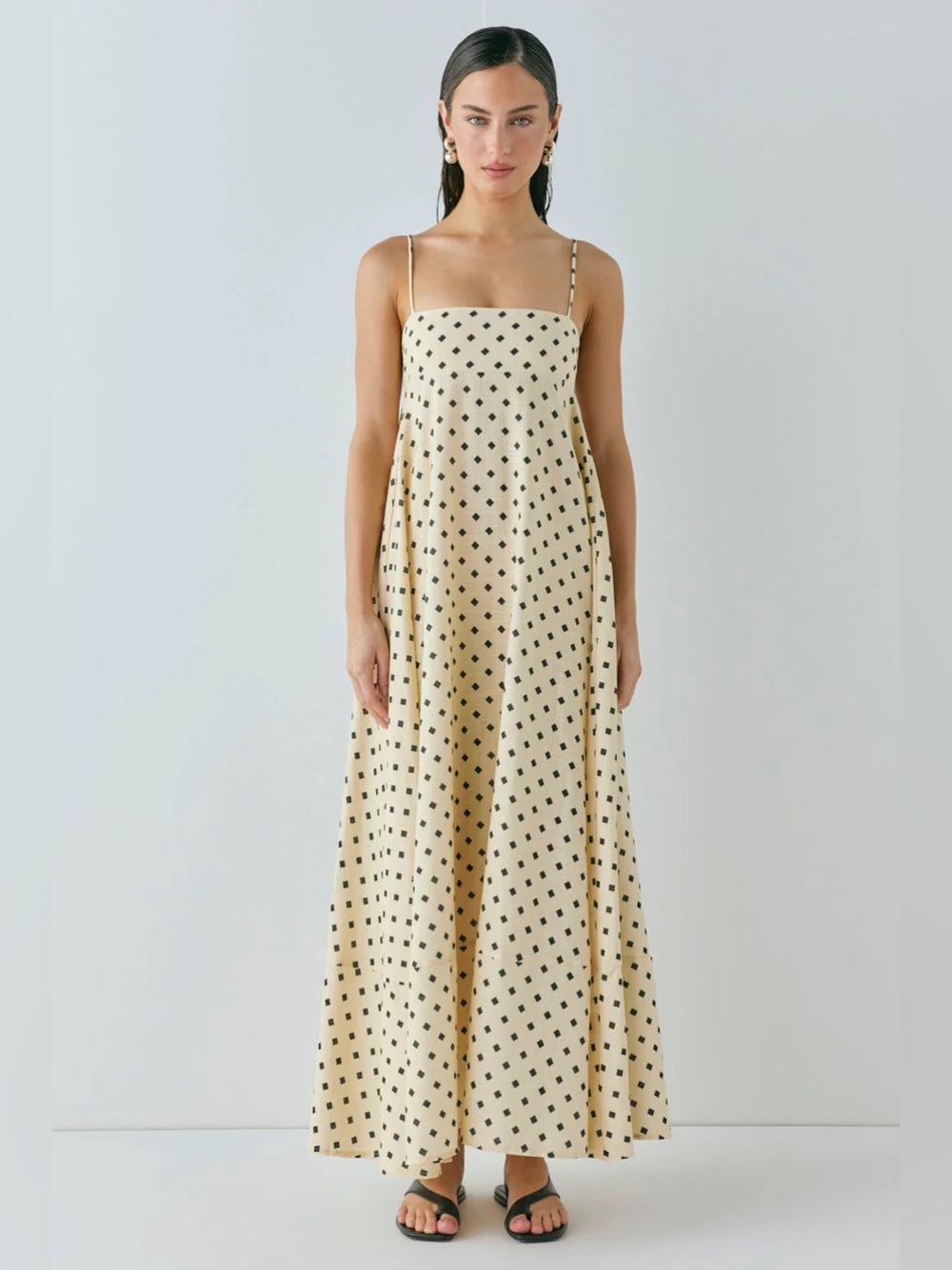 NEW VRG GRL Behati Linen blend Maxi Dress in Square - Picture 8 of 17